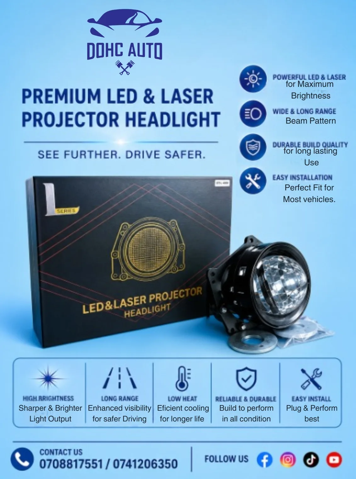 LED projector headlights for cars - DOHC Auto Nairobi