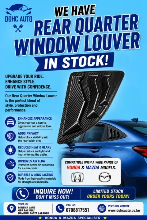Rear Quarter Window Louver for Honda and Mazda - DOHC Auto